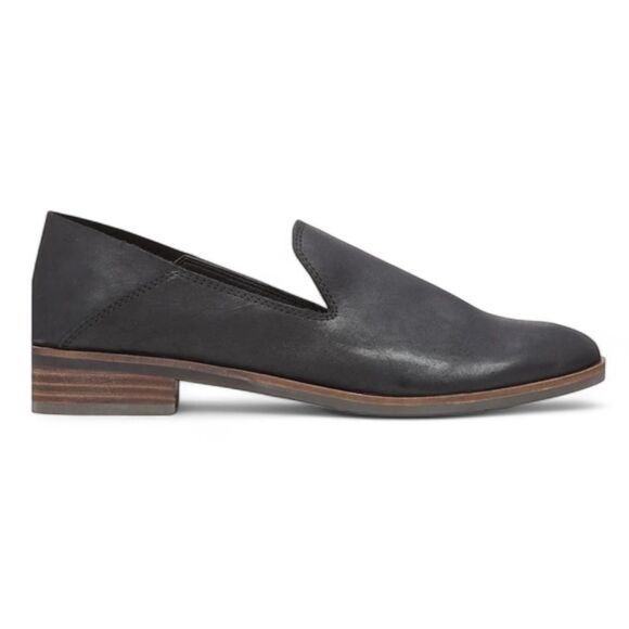 Lucky Brand Cahill Black Leather Loafers Size 6.5 V-Cut Slip-On‎ Shoes - Picture 1 of 9